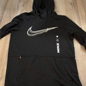 Nike Black Hoodie with White Swoosh Design